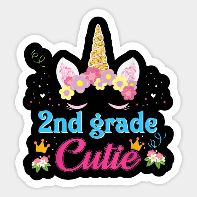 2nd Grade Cutie Magical Unicorn Girl Kid Back To School Sticker by FONSbually